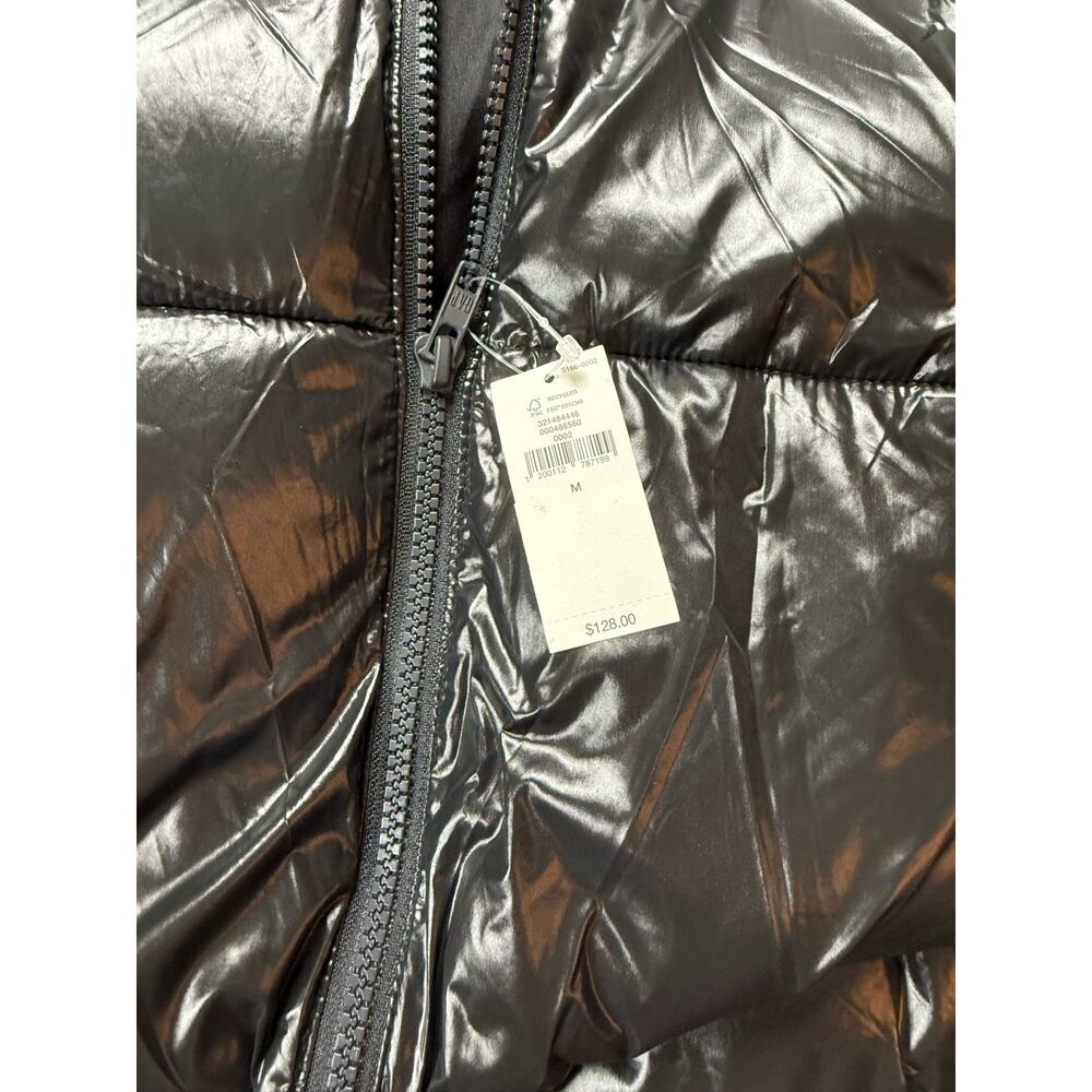 NEW GAP Men’s Sz Medium Puffer Jacket Black Shine Lightweight Recycled Material - Picture 7 of 9